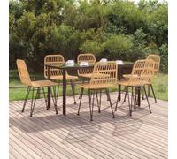 vidaXL 7 Piece Garden Dining Set Poly Rattan