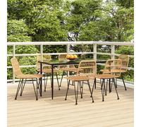 vidaXL 7 Piece Garden Dining Set Poly Rattan