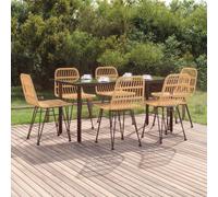 vidaXL 7 Piece Garden Dining Set Poly Rattan