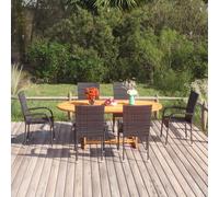 vidaXL Garden Dining Set 7 Piece Black Poly Rattan Outdoor Patio Furniture Set