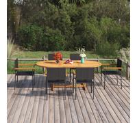 vidaXL 7 Piece Garden Dining Set Poly Rattan Black