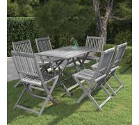 Solid Acacia Wood Garden Dining Wooden Table & Chair Grey Set 5/7 Piece vidaXL