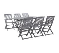 vidaXL 7 Piece Garden Dining Set Solid Acacia Wood Grey