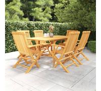 vidaXL 7 Piece Garden Dining Set Solid Teak Wood