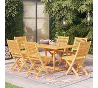 vidaXL 7 Piece Garden Dining Set Solid Teak Wood