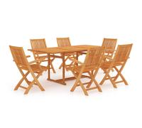 vidaXL Solid Teak Wood Garden Dining Set 7 Piece Garden Outdoor Furniture