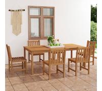 vidaXL 7 Piece Garden Dining Set Solid Teak Wood