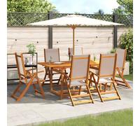 vidaXL 7 Piece Garden Dining Set Solid Wood Acacia and Textilene