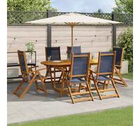 vidaXL 7 Piece Garden Dining Set Solid Wood Acacia and Textilene