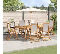Garden Dining Set Table and Chairs Solid Wood Acacia and Textilene vidaXL