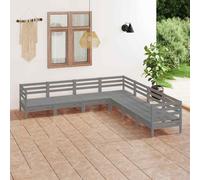 vidaXL 7 Piece Garden Lounge Set Solid Wood Pine Grey 02 UK HOT
