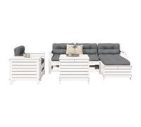 vidaXL Garden Sofa Set 7 Piece Outdoor Sofa Corner Sofa White Solid Wood Pine