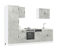 vidaXL 7 Piece Kitchen Cabinet Set Porto Concrete Grey Engineered Wood, Grey