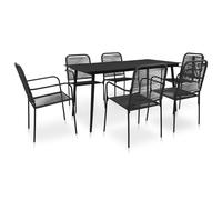vidaXL 7 Piece Outdoor Dining Set Cotton Rope and Steel Black