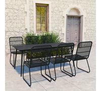 vidaXL 7 Piece Outdoor Dining Set Poly Rattan and Glass