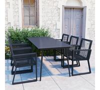 vidaXL 7 Piece Outdoor Dining Set PVC Rattan Black