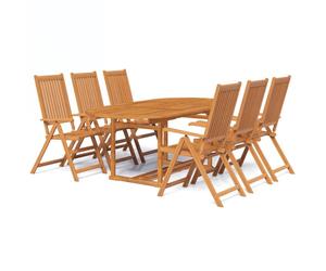 vidaXL 7 Piece Outdoor Dining Set Wood with Extendable Table Folding Chair