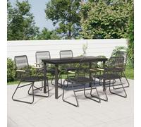 vidaXL 7 Piece Patio Dining Set Black PVC Rattan