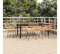 vidaXL 7 Piece Garden Dining Set Poly Rattan, Brown