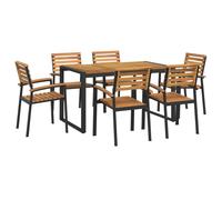 vidaXL 7 Piece Patio Dining Set Solid Wood Acacia and Metal