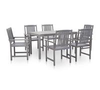 vidaXL 7 Piece Solid Acacia Wood Outdoor Dining Set Grey Wash Furniture Set