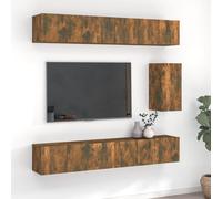 vidaXL 7 Piece TV Cabinet Set Smoked Oak Engineered Wood