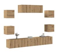 vidaXL 7 Piece TV Cabinet Set Wall-mounted Artisan Oak Engineered Wood - Brown, Brown