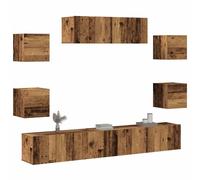 vidaXL 7 Piece TV Cabinet Set Wall-mounted Old Wood Engineered Wood tv cabinet