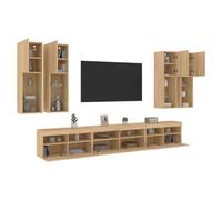 vidaXL 7 Piece TV Wall Cabinet Set with LED Lights Sonoma Oak