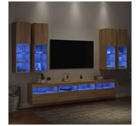 vidaXL 7 Piece TV Wall Cabinet Set with LED Lights Sonoma Oak