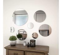 vidaXL 7 Piece Wall Mirror Set Round Glass Home Bathroom Vanity Makeup D¨¦cor