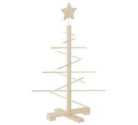 vidaXL 75cm Wooden Christmas Tree, Natural Solid Pine Wood and Bamboo, DIY Decorative Home and Office Xmas Decor, Easy Storage with Space-Saving Design