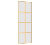 vidaXL 76x205 cm Frosted ESG Glass Sliding Door with Aluminium Frame - Gold