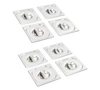 vidaXL - 8 Pan Lids - Stainless Steel - GN 1/6-176x162 mm - Cooking Tray Guard Cover for Restaurants, Hotels, Parties, and Home