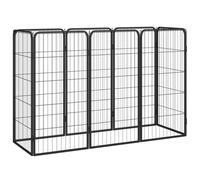vidaXL 8-Panel Dog Playpen Black 50x100 cm Powder-coated Steel Dog Kennel