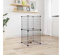 (4.3 cm, 8-panel without door) vidaXL Pet Cage Black Steel Rabbit Hutch Pet Cage 1.5 cm/4.3 cm Multi Models