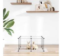 (8-panel without door, 4.3 cm) vidaXL Pet Cage with Door Black Steel Rabbit Hutch 1.5 cm/4.3 cm Multi Models