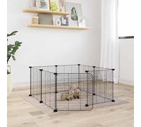 vidaXL 8-Panel Pet Cage with Door Black 35x35 cm Steel