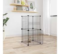 vidaXL 8-Panel Pet Cage with Door Black 35x35 cm Steel, Black