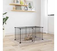 vidaXL 8-Panel Pet Cage with Door Black 35x35 cm Steel