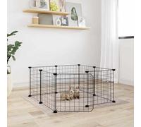 vidaXL 8-Panel Pet Cage with Door Black 35x35 cm Steel Rabbit Hutch Pet Cage