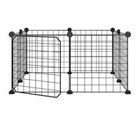 vidaXL 8-Panel Pet Cage with Door Black 35x35 cm Steel Rabbit Hutch Pet Cage