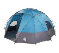 vidaXL 8 Person Dome Tent Blue and Gray Polyester Fiberglass Waterproof Large Outdoor Camping Shelter Adjustable Collapsible Design Zipper Closure Matte Finish Carry Bag Included Easy Setup Family