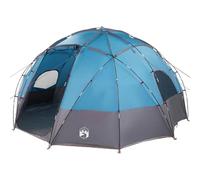 vidaXL 8 Person Dome Tent Blue and Gray Polyester Fiberglass Waterproof Large Outdoor Camping Shelter Adjustable Collapsible Design Zipper Closure Matte Finish Carry Bag Included Easy Setup Family