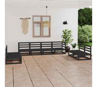 vidaXL 8 Piece Garden Lounge Set Black Solid Pinewood NEW