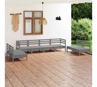 vidaXL 8 Piece Garden Lounge Set Grey Solid Pinewood NEW