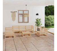 vidaXL Solid Pinewood Garden Lounge Set 8 Piece Outdoor Seating Furniture