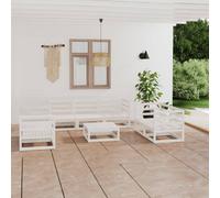 vidaXL 8 Piece Garden Lounge Set White Solid Wood Pine, White