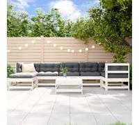 vidaXL 8 Piece Garden Lounge Set White Solid Wood Pine