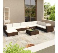 vidaXL Garden Lounge Set 8 Piece with Cushions Poly Rattan Brown Furniture